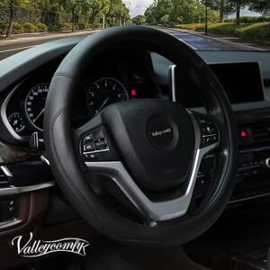 Valleycomfy Microfiber Leather Steering Wheel Cover Universal 15 inch