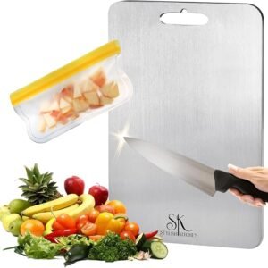 Stainless Steel Cutting Board (15x11')- Double Sided for Meat & Meal Prep