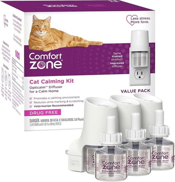 COMFORT ZONE Value Kit: 3 Cat Calming Diffusers & 6 Refills
